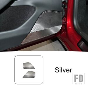 テスラ ドアオーディオスピーカー装飾カバートリムモデル 3 2023 2024 ステンレススタイリングインテリアアクセサリー - Silver