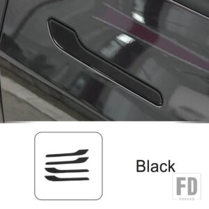 テスラ ドアハンドル装飾カバートリムストリップモデル 3 2023 2024 ドアノブ外装アクセサリー - Black