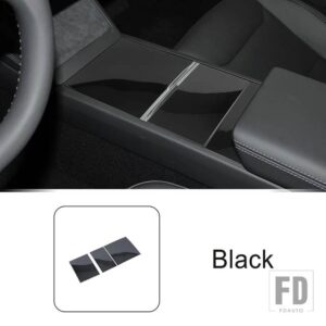 テスラ センターコンソールギアシフト水カップホルダーパネル装飾カバートリムモデル 3 2023 2024 スタイリングインテリアアクセサリー - Black