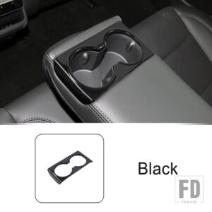 テスラ リア水カップホルダーフレーム装飾カバートリムモデル 3 2023 2024 インテリアアクセサリー - Black