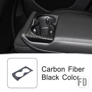 テスラ リア水カップホルダーフレーム装飾カバートリムモデル 3 2023 2024 インテリアアクセサリー - Carbon Fiber Color