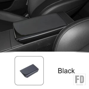 テスラ センターコンソールアームレストボックスパネル装飾カバートリムモデル 3 2023 2024 ABS インテリアアクセサリー - Black