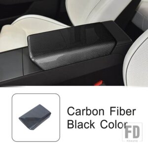 テスラ センターコンソールアームレストボックスパネル装飾カバートリムモデル 3 2023 2024 ABS インテリアアクセサリー - Carbon Fiber Color