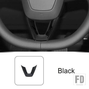テスラ ステアリングホイールフレーム装飾カバートリムモデル 3 2023 2024 ABS インテリアアクセサリー - Black