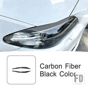 BMW フロントヘッドライトアイブロウステッカー装飾カバートリム 5シリーズ F10 F11 2015-2017 外装アクセサリー - Carbon Fiber Color