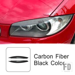 BMW フロントヘッドライトアイブロウステッカー装飾カバートリム 1シリーズ E81 E82 E87 E88 2008-2013 スタイリング外装アクセサリー - Carbon Fiber Color