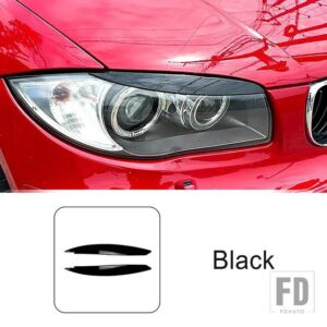 BMW フロントヘッドライトアイブロウステッカー装飾カバートリム 1シリーズ E81 E82 E87 E88 2008-2013 スタイリング外装アクセサリー - Black