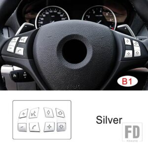 BMW ステアリングホイールボタンデカール装飾カバートリム X5 E70 X6 E71 2008-2014 インテリアアクセサリー - B1