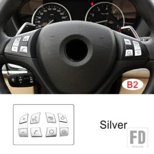 BMW ステアリングホイールボタンデカール装飾カバートリム X5 E70 X6 E71 2008-2014 インテリアアクセサリー - B2