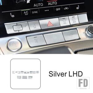 アウディ 合金センターコンソールボタンスパンコールハザードランプデカールカバートリム A6 C8 2019-22 カーアクセサリー - Silver