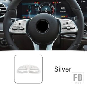メルセデスベンツ ステアリングホイールボタンスパンコール装飾カバートリム 2個 W177 W205 W213 W247 W167 インテリア - Silver