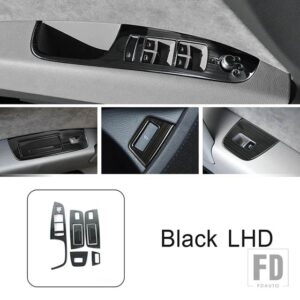 アウディ ステンレス窓ガラス昇降ボタンフレーム装飾カバートリム Q7 2008-2015 LHD インテリア - Black