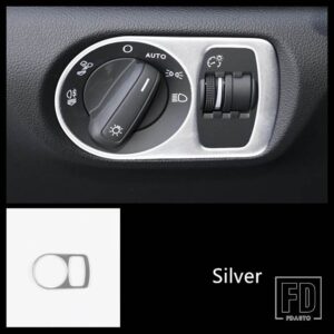 アウディ ステンレスヘッドライトスイッチボタンフレーム装飾カバートリム Q3 2012-2016 インテリアアクセサリー - Silver