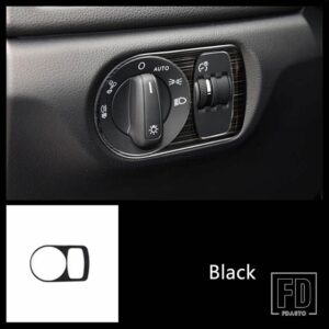 アウディ ステンレスヘッドライトスイッチボタンフレーム装飾カバートリム Q3 2012-2016 インテリアアクセサリー - Black