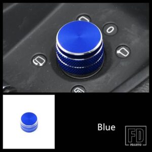 アウディ バックミラー調整ノブカバートリム A3 8V 2014-2020 合金インテリアアクセサリー - Blue