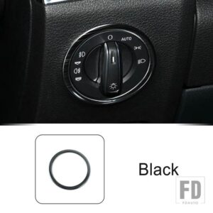 アウディ ステンレスヘッドライトスイッチリング装飾カバートリム Q7 2008-2015 インテリアアクセサリー - Black