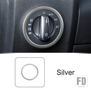 アウディ ステンレスヘッドライトスイッチリング装飾カバートリム Q7 2008-2015 インテリアアクセサリー - Silver