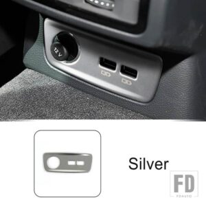アウディ ステンレスリア USB ポートフレーム装飾カバートリム Q3 2019-2022 インテリアアクセサリー - Silver