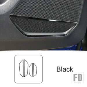 アウディ ステンレスドアオーディオスピーカーフレーム装飾カバートリム Q3 2019-2022 インテリアアクセサリー - Black