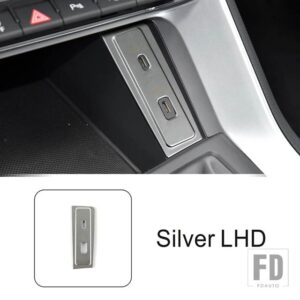 アウディ ステンレスフロント USB ポート防塵パネル装飾カバートリム Q3 2019-2022 LHD インテリア - Silver