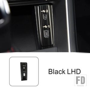 アウディ ステンレスフロント USB ポート防塵パネル装飾カバートリム Q3 2019-2022 LHD インテリア - Black