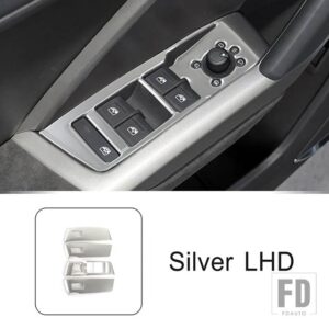 アウディ ステンレス窓ガラス昇降ボタンフレーム装飾カバートリム Q3 2019-2022 LHD インテリア - Silver