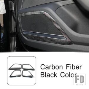 アウディ ステンレスドアオーディオスピーカーフレーム装飾カバートリム A6 C8 2019-2022 インテリアアクセサリー - Carbon Fiber Color