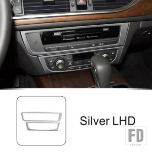 アウディ ステンレスセンターコンソール CD フレーム装飾カバートリム A6 C7 2012-2018 LHD インテリアアクセサリー - Silver