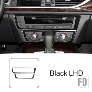 アウディ ステンレスセンターコンソール CD フレーム装飾カバートリム A6 C7 2012-2018 LHD インテリアアクセサリー - Black