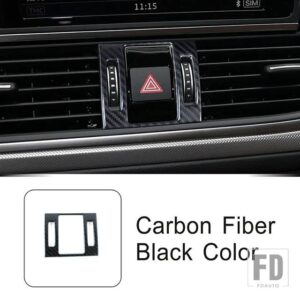 アウディ ステンレスセンターコンソールハザードランプフレーム装飾 A6 C7 2012-2018 インテリアアクセサリートリム - Carbon Fiber Color