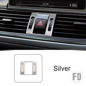 アウディ ステンレスセンターコンソールハザードランプフレーム装飾 A6 C7 2012-2018 インテリアアクセサリートリム - Silver