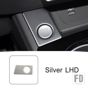 アウディ ステンレスのワンクリックスタートボタンパネル装飾カバートリム A4 B9 2017-2021 LHD インテリアアクセサリー - Silver