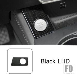 アウディ ステンレスのワンクリックスタートボタンパネル装飾カバートリム A4 B9 2017-2021 LHD インテリアアクセサリー - Black