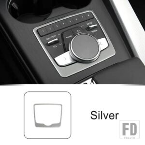 アウディ ステンレスセンターコンソールマルチメディアフレーム装飾カバートリム A4 B9 2017-2021 インテリアアクセサリー - Black