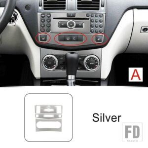 メルセデスベンツ ステンレスセンターコンソール空調 CD フレーム装飾カバートリム Cクラス W204 2007-2010 - A