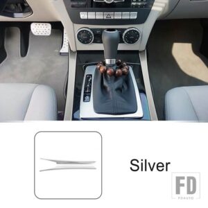 メルセデスベンツ ステンレスセンターコンソールアームレストボックス両側トリムストリップ Cクラス W204 2008-2014 インテリア - Silver