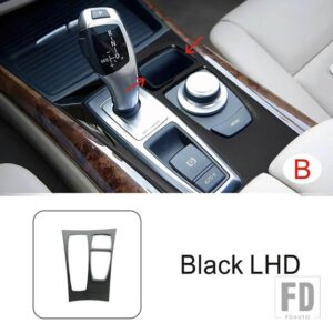 BMW ステンレスセンターコンソールギアシフトフレーム装飾カバートリム X5 E70 X6 E71 2008-2014 LHD インテリア - B Black