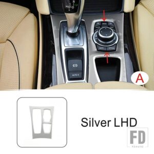 BMW ステンレスセンターコンソールギアシフトフレーム装飾カバートリム X5 E70 X6 E71 2008-2014 LHD インテリア - A Silver