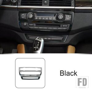 BMW ステンレスセンターコンソール空調 CD フレーム装飾カバートリム X5 E70 X6 E71 2008-2014 スタイリング - Black