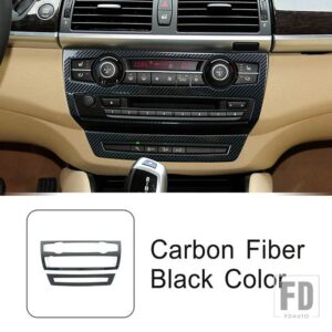 BMW ステンレスセンターコンソール空調 CD フレーム装飾カバートリム X5 E70 X6 E71 2008-2014 スタイリング - Carbon Fiber Color