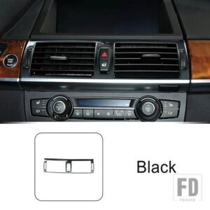 BMW ステンレスセンターコンソール空調アウトレットフレーム装飾カバートリム X5 E70 X6 E71 2008-2014 スタイリング - Black