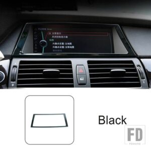 BMW ステンレスセンターコンソールナビゲーションフレーム装飾カバートリム X5 E70 X6 E71 2008-2014 インテリア - Black