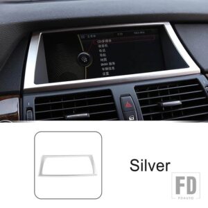 BMW ステンレスセンターコンソールナビゲーションフレーム装飾カバートリム X5 E70 X6 E71 2008-2014 インテリア - Silver