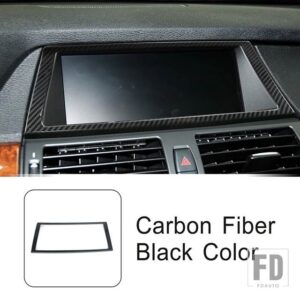 BMW ステンレスセンターコンソールナビゲーションフレーム装飾カバートリム X5 E70 X6 E71 2008-2014 インテリア - Carbon Fiber Color