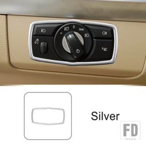 BMW ステンレスヘッドライトスイッチフレーム装飾カバートリム X5 E70 X6 E71 2008-2014 インテリアアクセサリー - Silver