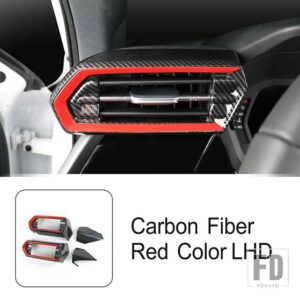 アウディ カーボンカラーセンターコンソール空調アウトレットフレーム装飾カバートリム A3 8Y 2021-2022 LHD - Carbon Fiber red