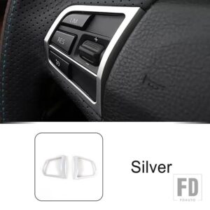 BMW ステアリングホイールボタンフレーム装飾カバートリム 5/7シリーズ F10 F18 F01 F02 インテリアアクセサリー - Silver