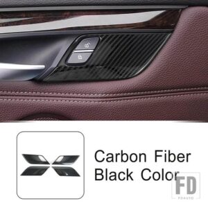 BMW ステンレスドアロックボタンパネル装飾カバートリム X5 X6 F15 F16 スタイリング自動車インテリアアクセサリー - Carbon Fiber Color