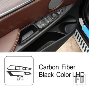 BMW ステンレス窓ガラス昇降ボタンフレーム装飾カバートリム X5 X6 F15 F16 LHD スタイリングインテリア - Carbon Fiber Color