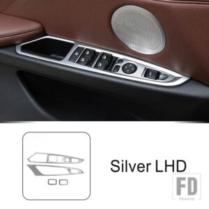 BMW ステンレス窓ガラス昇降ボタンフレーム装飾カバートリム X5 X6 F15 F16 LHD スタイリングインテリア - Silver